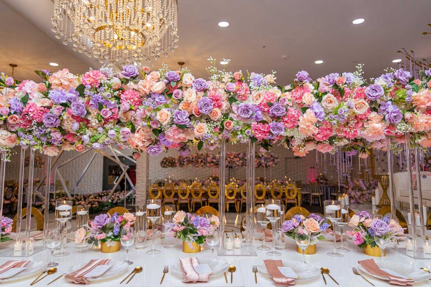 Elegant floral wedding table setup