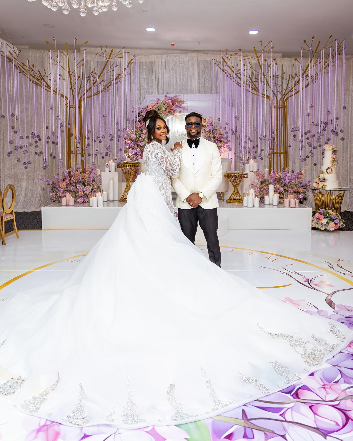 Bridal couple in elegant setting